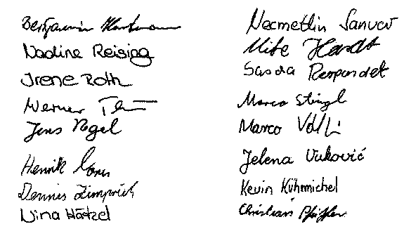 Unterschriften der Teilnehmer des Projekts (Schuljahr 1996/97)
